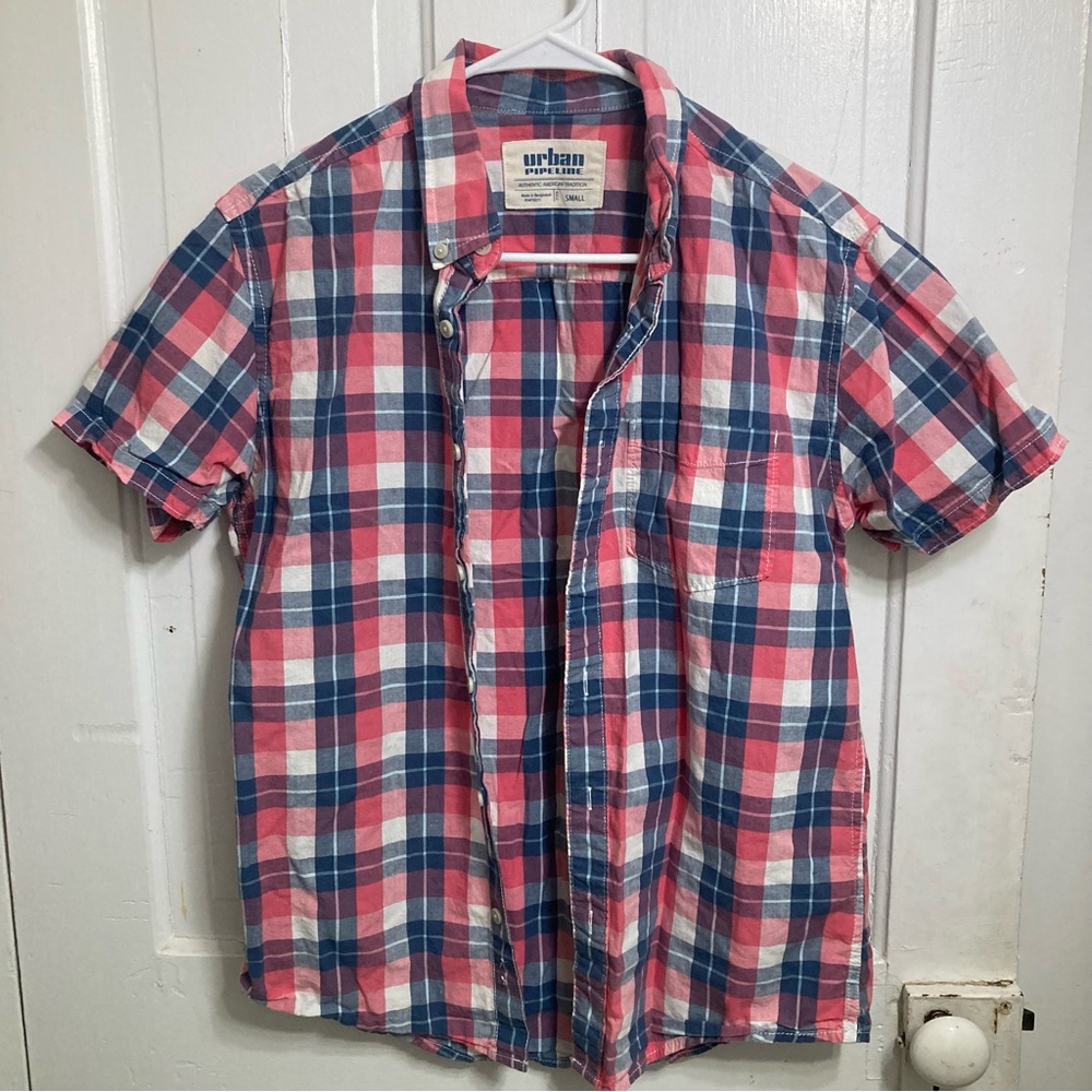 ⚡️ Mens Urban Pipeline short sleeve plaid button down shirt size small